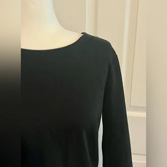 J. Crew Black Ponte Knit Peplum Long Sleeve Top Exposed Zipper Stretch Blouse - Picture 4 of 10